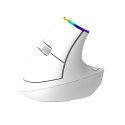 Delux Bezprzewodowa mysz pionowa Delux M618C 2.4G 1600DPI RGB (biała)