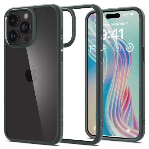 Spigen Etui Spigen Ultra Hybrid do iPhone 15 Pro Max - ciemnozielone Spigen Etui Spigen Ultra Hybrid do iPhone 15 Pro Max - ciemnozielone