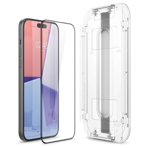 Spigen Szkło hartowane do iPhone 15 Plus / 16 Plus Spigen Glas.TR "EZ FIT" przezroczyste z czarną ramką na ekran telefonu Spigen Szkło hartowane do iPhone 15 Plus / 16 Plus Spigen Glas.TR "EZ FIT" przezroczyste z czarną ramką na ekran telefonu