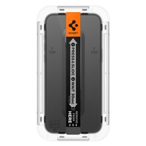 Spigen Szkło hartowane do iPhone 15 Plus / 16 Plus Spigen Glas.TR "EZ FIT" przezroczyste z czarną ramką na ekran telefonu Spigen Szkło hartowane do iPhone 15 Plus / 16 Plus Spigen Glas.TR "EZ FIT" przezroczyste z czarną ramką na ekran telefonu