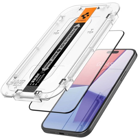 Spigen Szkło hartowane do iPhone 15 Plus / 16 Plus Spigen Glas.TR "EZ FIT" przezroczyste z czarną ramką na ekran telefonu Spigen Szkło hartowane do iPhone 15 Plus / 16 Plus Spigen Glas.TR "EZ FIT" przezroczyste z czarną ramką na ekran telefonu