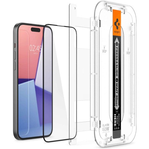 Spigen Szkło hartowane do iPhone 15 Plus / 16 Plus Spigen Glas.TR "EZ FIT" przezroczyste z czarną ramką na ekran telefonu Spigen Szkło hartowane do iPhone 15 Plus / 16 Plus Spigen Glas.TR "EZ FIT" przezroczyste z czarną ramką na ekran telefonu