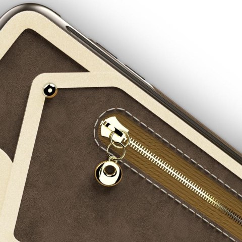 Zizo Nebula Wallet Case - Skórzane etui iPhone X z kieszeniami na karty + saszetka na zamek + szkło 9H na ekran (Dark Brown/Brow Zizo Nebula Wallet Case - Skórzane etui iPhone X z kieszeniami na karty + saszetka na zamek + szkło 9H na ekran (Dark Brown/Brow