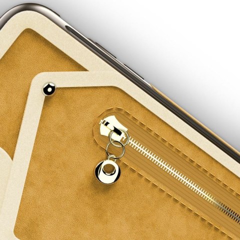 Zizo Nebula Wallet Case - Skórzane etui iPhone X z kieszeniami na karty + saszetka na zamek + szkło 9H na ekran (Light Brown/Bro Zizo Nebula Wallet Case - Skórzane etui iPhone X z kieszeniami na karty + saszetka na zamek + szkło 9H na ekran (Light Brown/Bro