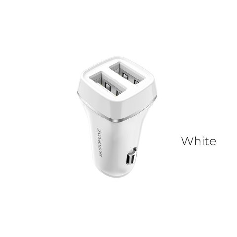 Borofone - ładowarka samochodowa 2x USB, biały Borofone - ładowarka samochodowa 2x USB, biały