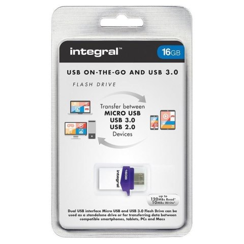 Integral Micro Fusion Flash Drive - Podwójny Pendrive USB 3.0 i micro USB OTG 16 GB Integral Micro Fusion Flash Drive - Podwójny Pendrive USB 3.0 i micro USB OTG 16 GB