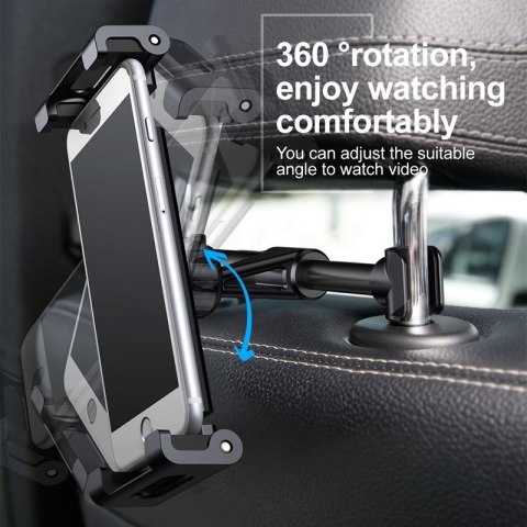 Baseus Backseat - Uniwersalny uchwyt na zagłówek dla tabletów i smartfonów (czarny) Baseus Backseat - Uniwersalny uchwyt na zagłówek dla tabletów i smartfonów (czarny)