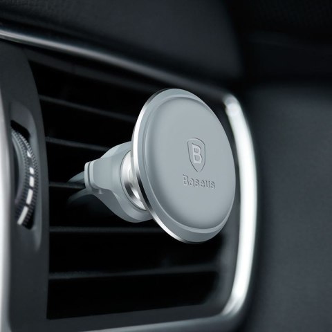 Baseus Magnetic Air Vent - Magnetyczny uchwyt samochodowy na kratkę wentylacyjną z klipsem na 2 kable (srebrny/czarny) Baseus Magnetic Air Vent - Magnetyczny uchwyt samochodowy na kratkę wentylacyjną z klipsem na 2 kable (srebrny/czarny)