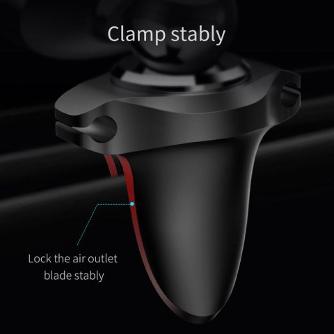 Baseus Magnetic Air Vent - Magnetyczny uchwyt samochodowy na kratkę wentylacyjną z klipsem na 2 kable (srebrny/czarny) Baseus Magnetic Air Vent - Magnetyczny uchwyt samochodowy na kratkę wentylacyjną z klipsem na 2 kable (srebrny/czarny)