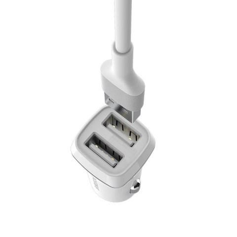 Borofone - ładowarka samochodowa 2x USB kabel Lightning w zestawie, biały Borofone - ładowarka samochodowa 2x USB kabel Lightning w zestawie, biały