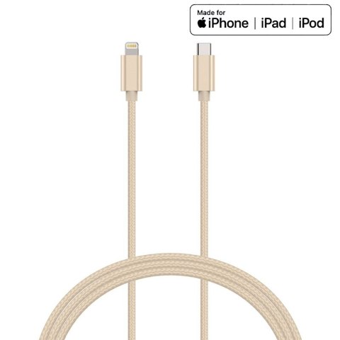 Kanex DuraBraid - Kabel połączeniowy USB-C (Power Delivery) na Lightning certyfikat MFi 1,2 m (Gold) Kanex DuraBraid - Kabel połączeniowy USB-C (Power Delivery) na Lightning certyfikat MFi 1,2 m (Gold)