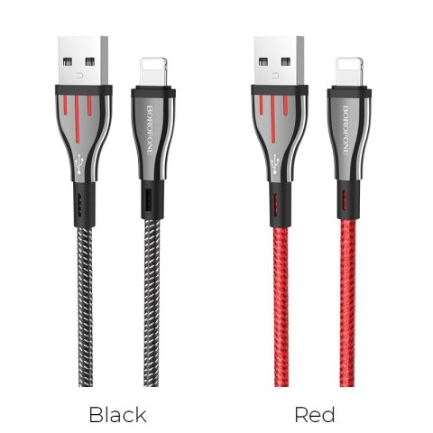 Borofone Highway - kabel połączeniowy USB do Lightning 1.2 m (czarny/czerwony) Borofone Highway - kabel połączeniowy USB do Lightning 1.2 m (czarny/czerwony)