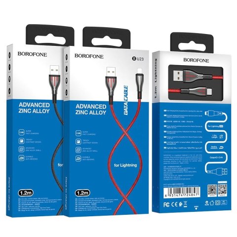 Borofone Highway - kabel połączeniowy USB do Lightning 1.2 m (czarny/szary) Borofone Highway - kabel połączeniowy USB do Lightning 1.2 m (czarny/szary)