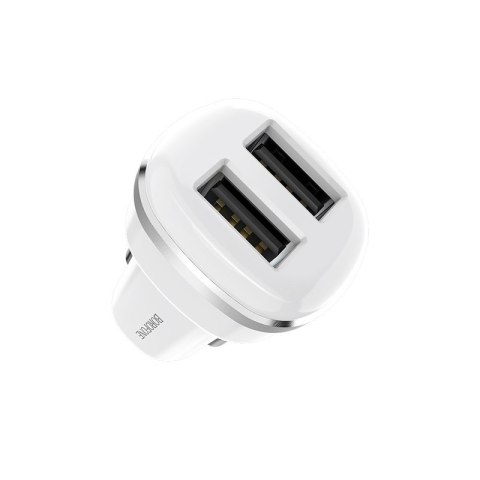 Borofone - ładowarka samochodowa 2x USB, biały Borofone - ładowarka samochodowa 2x USB, biały
