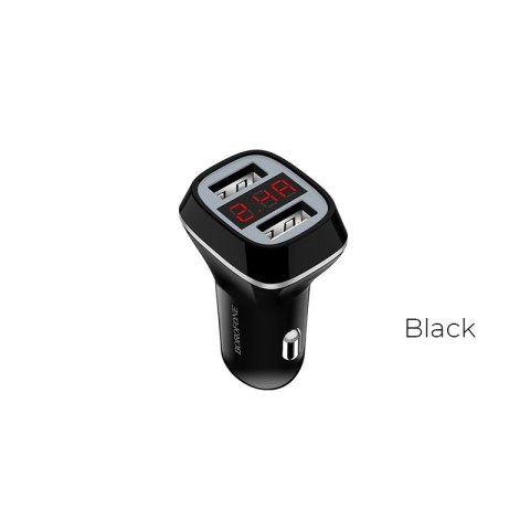 Borofone - ładowarka samochodowa 2x USB z wyświetlaczem LCD, czarny Borofone - ładowarka samochodowa 2x USB z wyświetlaczem LCD, czarny