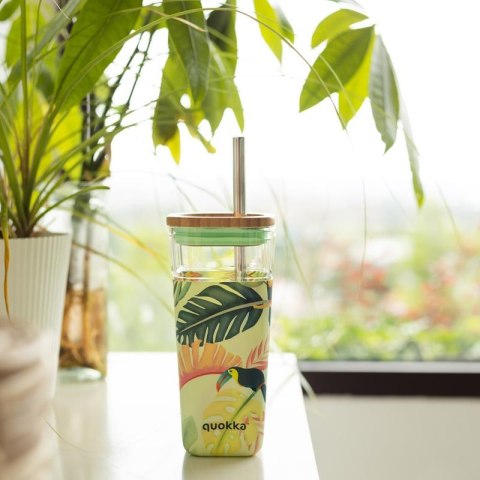 Quokka Liquid Cube - Kubek szklany 540 ml ze słomką ze stali nierdzewnej (Toucans) Quokka Liquid Cube - Kubek szklany 540 ml ze słomką ze stali nierdzewnej (Toucans)