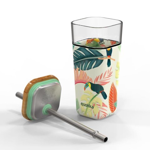 Quokka Liquid Cube - Kubek szklany 540 ml ze słomką ze stali nierdzewnej (Toucans) Quokka Liquid Cube - Kubek szklany 540 ml ze słomką ze stali nierdzewnej (Toucans)