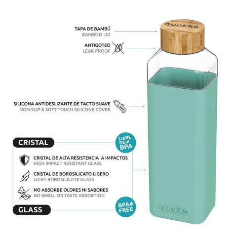 Quokka Storm - Butelka na wodę ze szkła 700 ml (Teal) Quokka Storm - Butelka na wodę ze szkła 700 ml (Teal)