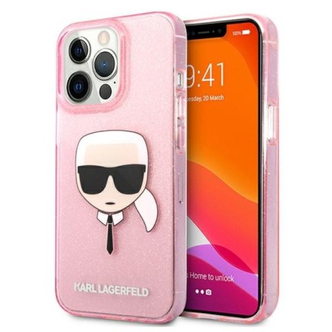 Karl Lagerfeld Karl's Head Glitter - Etui iPhone 13 Pro Max (różowy) Karl Lagerfeld Karl's Head Glitter - Etui iPhone 13 Pro Max (różowy)
