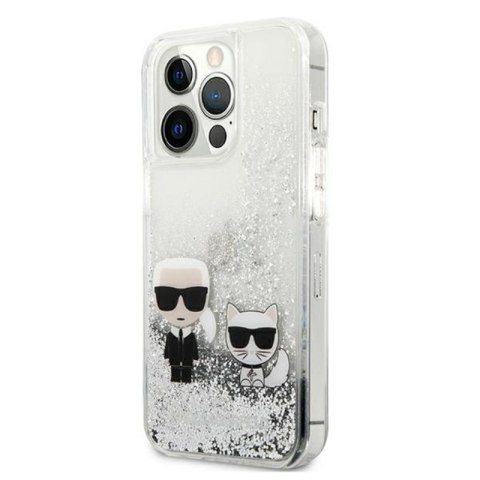 Karl Lagerfeld Liquid Glitter Karl & Choupette - Etui iPhone 13 Pro (srebrny) Karl Lagerfeld Liquid Glitter Karl & Choupette - Etui iPhone 13 Pro (srebrny)