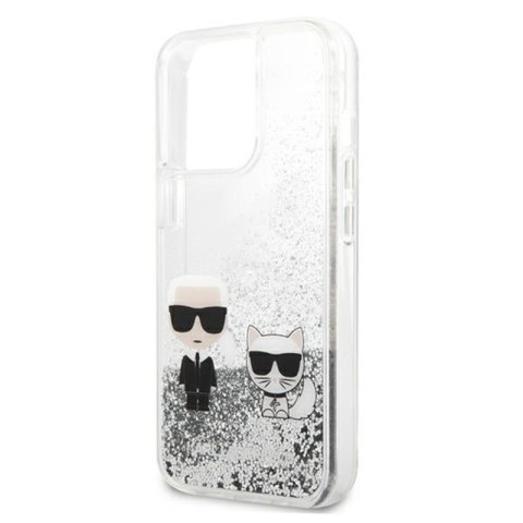 Karl Lagerfeld Liquid Glitter Karl & Choupette - Etui iPhone 13 Pro (srebrny) Karl Lagerfeld Liquid Glitter Karl & Choupette - Etui iPhone 13 Pro (srebrny)