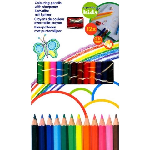 Topwrite - Zestaw kredek olówkowych 12szt. z temperówką Topwrite - Zestaw kredek olówkowych 12szt. z temperówką