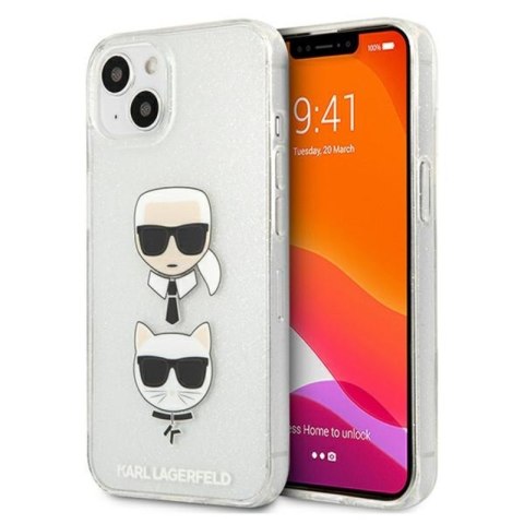 Karl Lagerfeld Glitter Karl & Choupette Head - Etui iPhone 13 mini (srebrny) Karl Lagerfeld Glitter Karl & Choupette Head - Etui iPhone 13 mini (srebrny)
