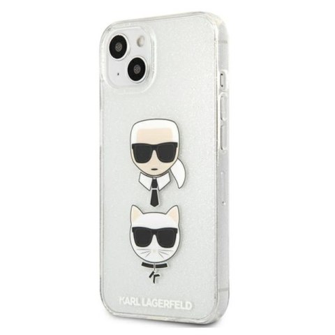 Karl Lagerfeld Glitter Karl & Choupette Head - Etui iPhone 13 mini (srebrny) Karl Lagerfeld Glitter Karl & Choupette Head - Etui iPhone 13 mini (srebrny)