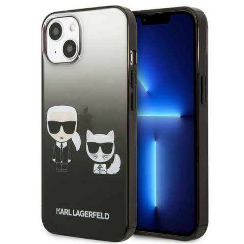 Karl Lagerfeld Gradient Ikonik Karl & Choupette - Etui iPhone 13 mini (czarny) Karl Lagerfeld Gradient Ikonik Karl & Choupette - Etui iPhone 13 mini (czarny)