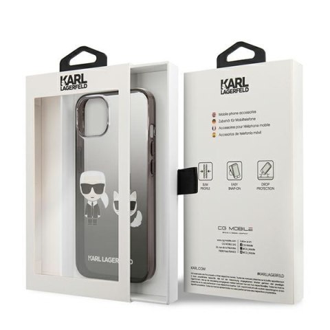 Karl Lagerfeld Gradient Ikonik Karl & Choupette - Etui iPhone 13 mini (czarny) Karl Lagerfeld Gradient Ikonik Karl & Choupette - Etui iPhone 13 mini (czarny)