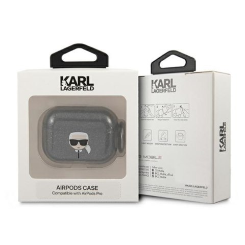 Karl Lagerfeld Karl Head Glitter - Etui Airpods Pro (czarny) Karl Lagerfeld Karl Head Glitter - Etui Airpods Pro (czarny)