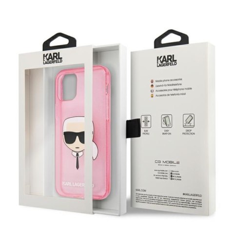Karl Lagerfeld Karl's Head Glitter - Etui iPhone 13 Mini (różowy) Karl Lagerfeld Karl's Head Glitter - Etui iPhone 13 Mini (różowy)