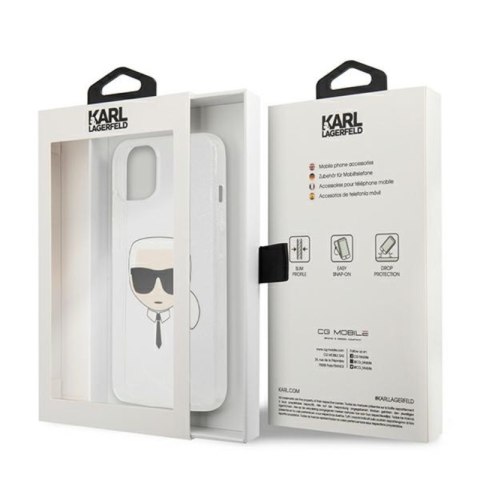 Karl Lagerfeld Karl's Head Glitter - Etui iPhone 13 mini (srebrny) Karl Lagerfeld Karl's Head Glitter - Etui iPhone 13 mini (srebrny)