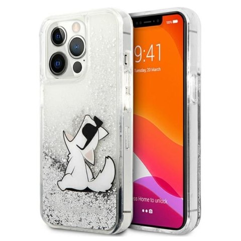 Karl Lagerfeld Liquid Glitter Choupette Fun - Etui iPhone 13 Pro Max (srebrny) Karl Lagerfeld Liquid Glitter Choupette Fun - Etui iPhone 13 Pro Max (srebrny)
