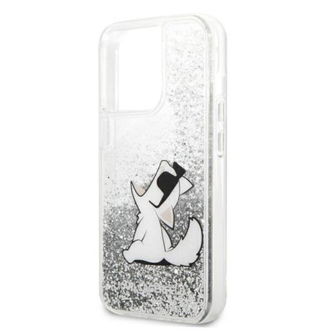 Karl Lagerfeld Liquid Glitter Choupette Fun - Etui iPhone 13 Pro Max (srebrny) Karl Lagerfeld Liquid Glitter Choupette Fun - Etui iPhone 13 Pro Max (srebrny)