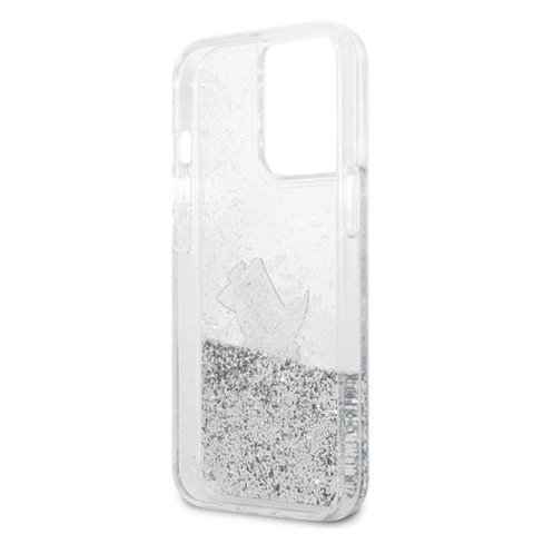Karl Lagerfeld Liquid Glitter Choupette Fun - Etui iPhone 13 Pro Max (srebrny) Karl Lagerfeld Liquid Glitter Choupette Fun - Etui iPhone 13 Pro Max (srebrny)