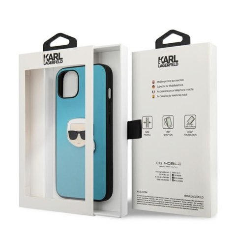 Karl Lagerfeld PU Leather Karl's Head Metal - Etui iPhone 13 mini (niebieski) Karl Lagerfeld PU Leather Karl's Head Metal - Etui iPhone 13 mini (niebieski)