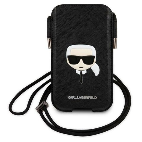 Karl Lagerfeld Saffiano Ikonik Karl`s Head Pouch - Torebka na telefon S/M Karl Lagerfeld Saffiano Ikonik Karl`s Head Pouch - Torebka na telefon S/M