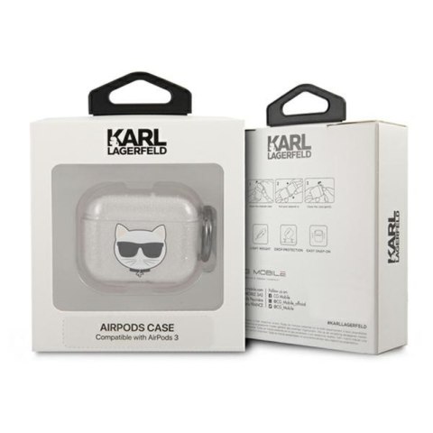 Karl Lagerfeld Choupette Head Glitter - Etui AirPods 3 (srebrny) Karl Lagerfeld Choupette Head Glitter - Etui AirPods 3 (srebrny)