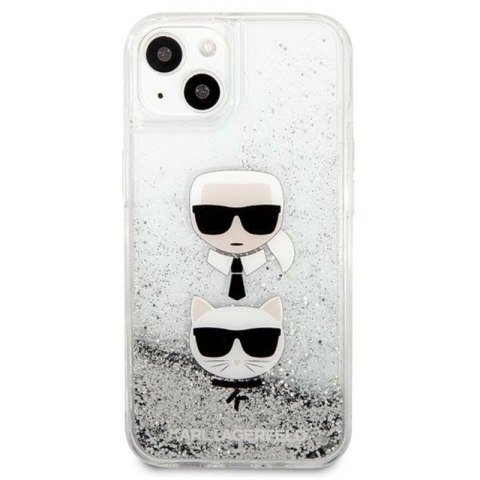 Karl Lagerfeld Liquid Glitter Karl & Choupette Head - Etui iPhone 13 mini (srebrny) Karl Lagerfeld Liquid Glitter Karl & Choupette Head - Etui iPhone 13 mini (srebrny)