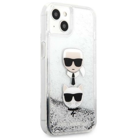Karl Lagerfeld Liquid Glitter Karl & Choupette Head - Etui iPhone 13 mini (srebrny) Karl Lagerfeld Liquid Glitter Karl & Choupette Head - Etui iPhone 13 mini (srebrny)