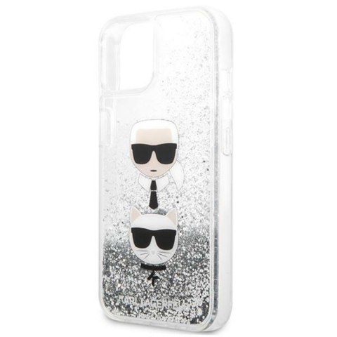 Karl Lagerfeld Liquid Glitter Karl & Choupette Head - Etui iPhone 13 mini (srebrny) Karl Lagerfeld Liquid Glitter Karl & Choupette Head - Etui iPhone 13 mini (srebrny)