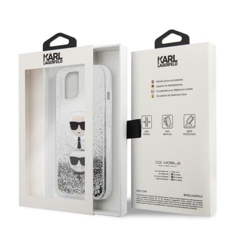 Karl Lagerfeld Liquid Glitter Karl & Choupette Head - Etui iPhone 13 mini (srebrny) Karl Lagerfeld Liquid Glitter Karl & Choupette Head - Etui iPhone 13 mini (srebrny)