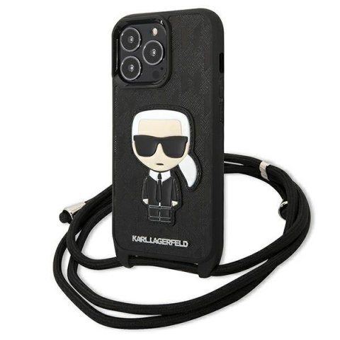 Karl Lagerfeld Monogram Leather Patch and Cord Iconik - Etui iPhone 13 Pro Karl Lagerfeld Monogram Leather Patch and Cord Iconik - Etui iPhone 13 Pro