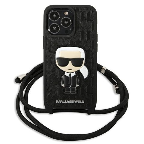 Karl Lagerfeld Monogram Leather Patch and Cord Iconik - Etui iPhone 13 Pro Karl Lagerfeld Monogram Leather Patch and Cord Iconik - Etui iPhone 13 Pro