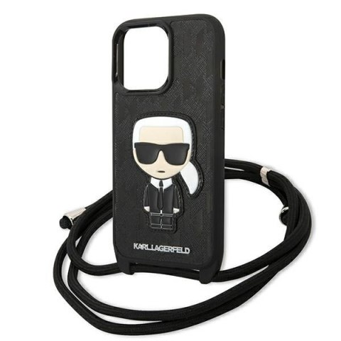 Karl Lagerfeld Monogram Leather Patch and Cord Iconik - Etui iPhone 13 Pro Karl Lagerfeld Monogram Leather Patch and Cord Iconik - Etui iPhone 13 Pro