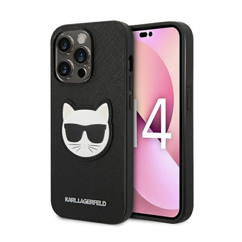 Karl Lagerfeld Saffiano Choupette Head Patch Case - Etui iPhone 14 Pro (czarny) Karl Lagerfeld Saffiano Choupette Head Patch Case - Etui iPhone 14 Pro (czarny)