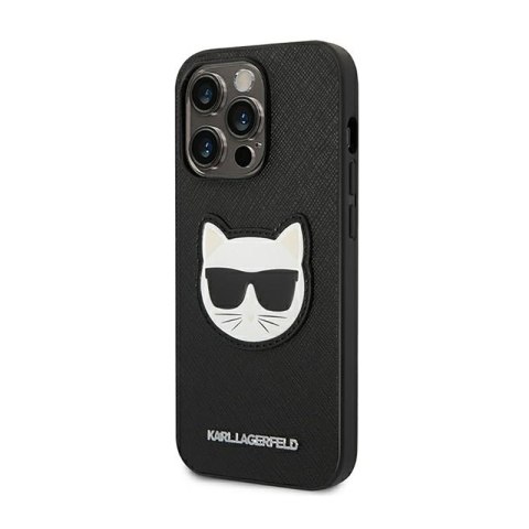 Karl Lagerfeld Saffiano Choupette Head Patch Case - Etui iPhone 14 Pro (czarny) Karl Lagerfeld Saffiano Choupette Head Patch Case - Etui iPhone 14 Pro (czarny)