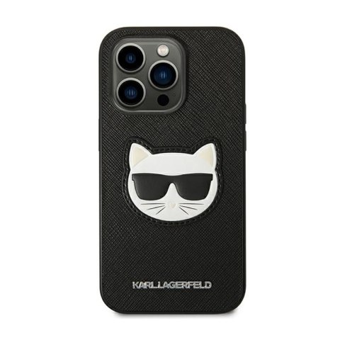Karl Lagerfeld Saffiano Choupette Head Patch Case - Etui iPhone 14 Pro (czarny) Karl Lagerfeld Saffiano Choupette Head Patch Case - Etui iPhone 14 Pro (czarny)
