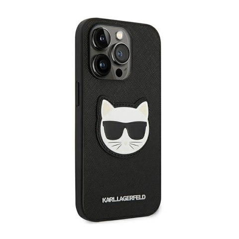Karl Lagerfeld Saffiano Choupette Head Patch Case - Etui iPhone 14 Pro (czarny) Karl Lagerfeld Saffiano Choupette Head Patch Case - Etui iPhone 14 Pro (czarny)